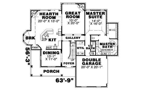 Floor Plan - Main Floor for Country House Plan #34-118 - 3 bed, 2.5 bath