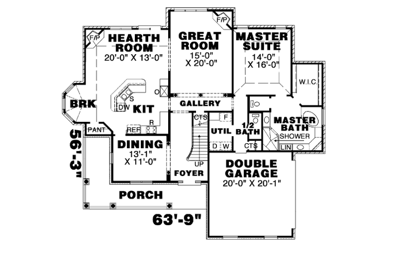Home Plan - Floor Plan - Main Floor for Country House Plan #34-118 - 3 bed, 2.5 bath