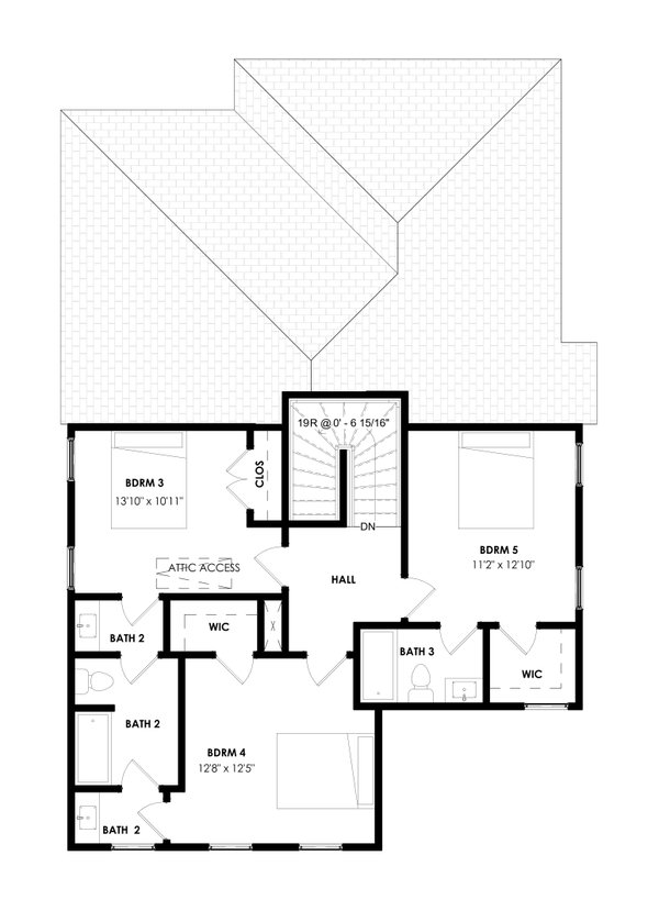 House Plan Design - Floor Plan - Upper Floor for Traditional House Plan #1129-34 - 5 bed, 3.5 bath