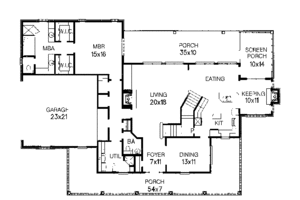 Floor Plan - Main Floor for Country House Plan #15-214 - 4 bed, 2.5 bath