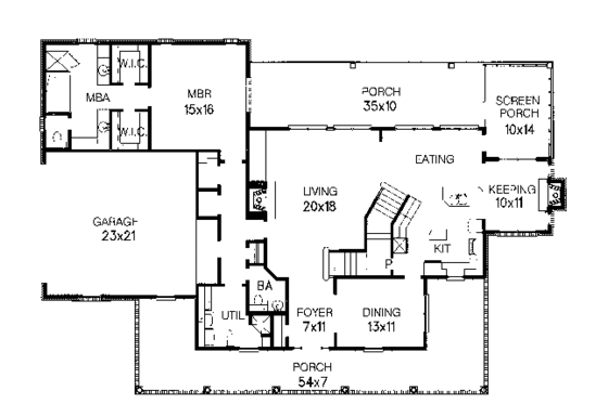 Floor Plan - Main Floor for Country House Plan #15-214 - 4 bed, 2.5 bath