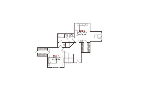 Floor Plan - Upper Floor for Traditional House Plan #63-288 - 4 bed, 3.5 bath