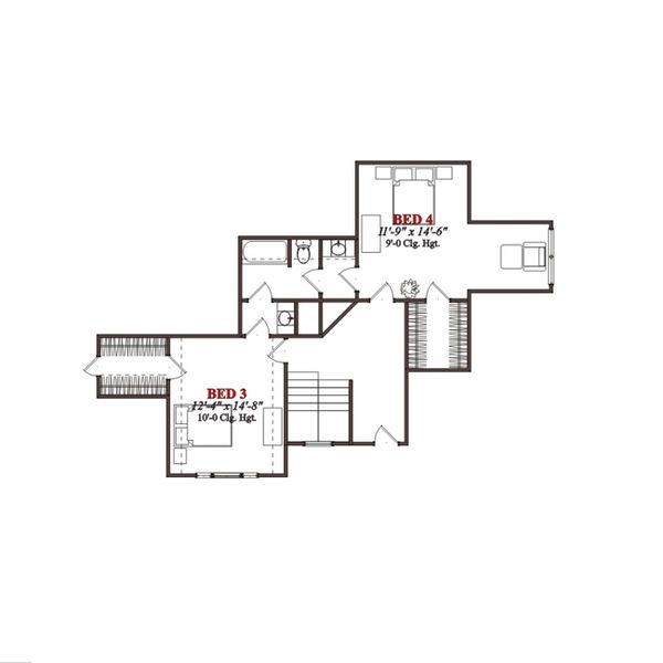 Traditional Floor Plan - Upper Floor Plan #63-288