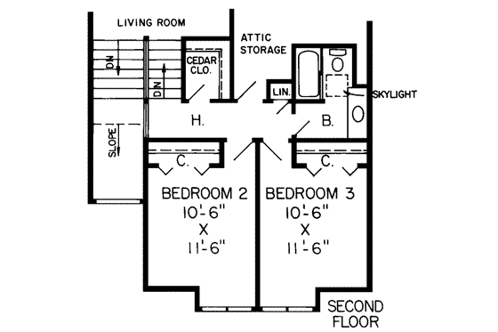 Floor Plan - Upper Floor for Traditional House Plan #312-258 - 3 bed, 2.5 bath