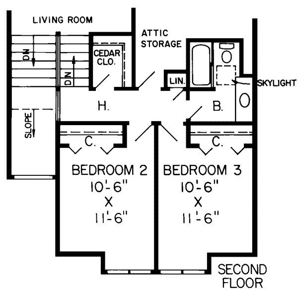 Floor Plan - Upper Floor for Traditional House Plan #312-258 - 3 bed, 2.5 bath