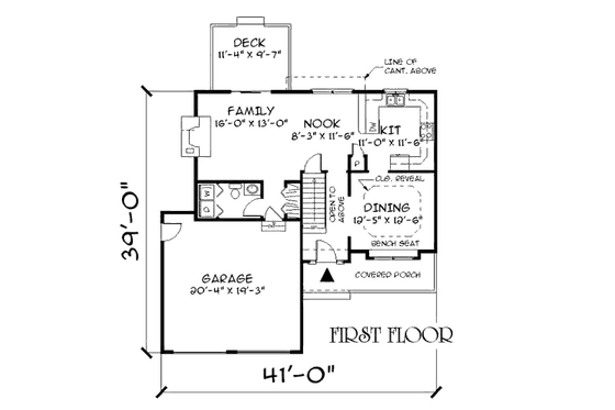 Floor Plan - Main Floor for Traditional House Plan #75-129 - 3 bed, 2.5 bath