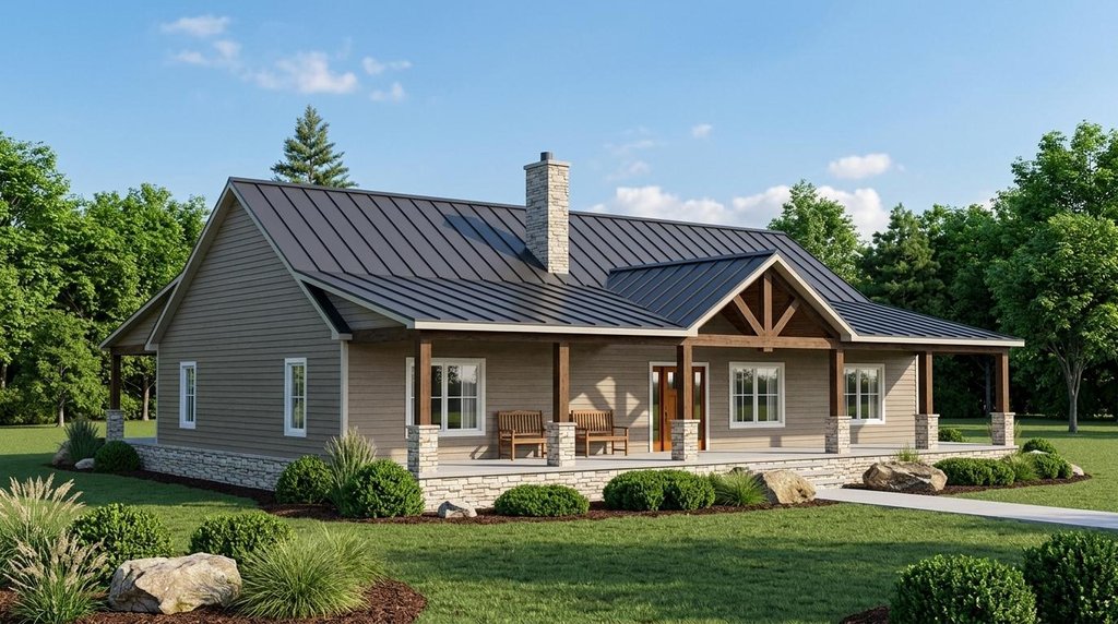 Exterior - Front Elevation 2 for Ranch House Plan #1064-254 - 3 bed, 2 bath