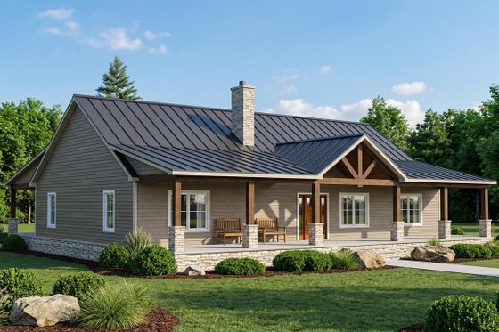 Exterior - Front Elevation for Ranch House Plan #1064-254 - 3 bed, 2 bath