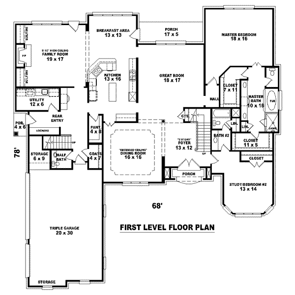 Colonial Floor Plan - Main Floor Plan #81-1632