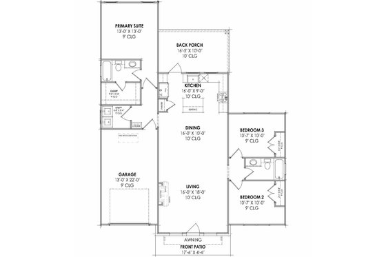 Floor Plan - Main Floor for Country House Plan #1096-146 - 3 bed, 2 bath
