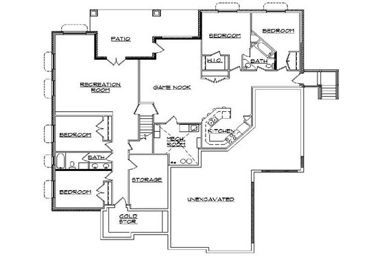 Floor Plan - Lower Floor for Traditional House Plan #5-458 - 7 bed, 4.5 bath