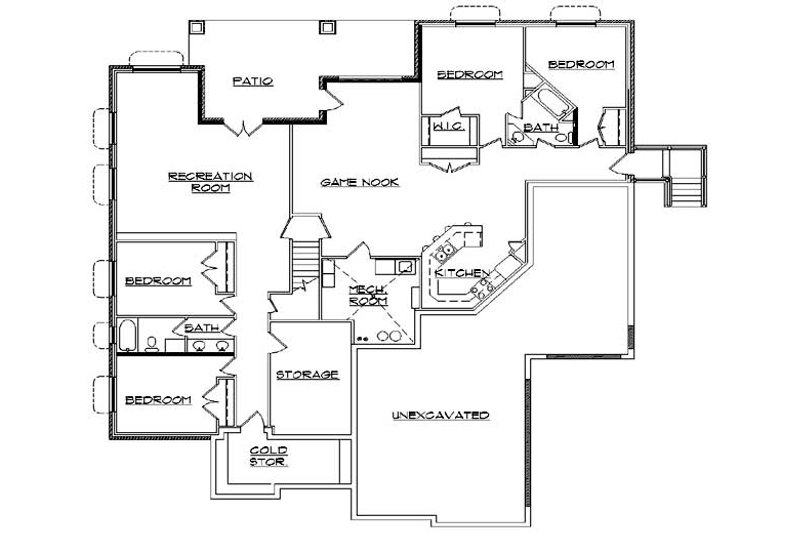 Dream House Plan - Floor Plan - Lower Floor for Traditional House Plan #5-458 - 7 bed, 4.5 bath