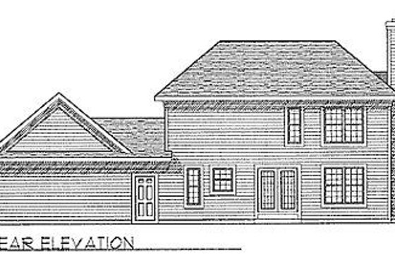 Exterior - Rear Elevation for Traditional House Plan #70-256 - 3 bed, 2.5 bath