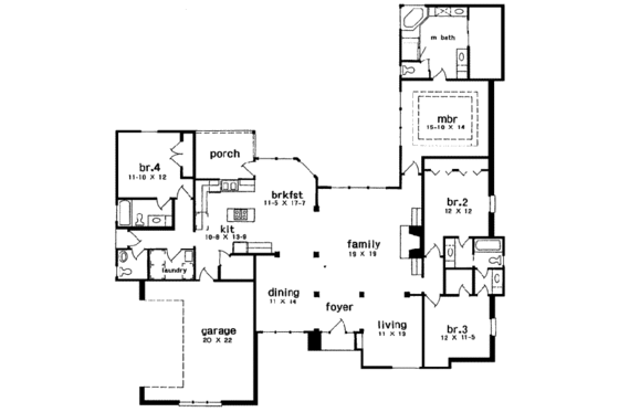 Floor Plan - Main Floor for European House Plan #301-112 - 4 bed, 3.5 bath