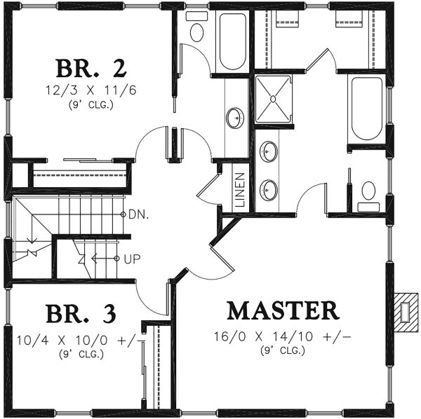 Traditional Floor Plan - Upper Floor Plan #48-966