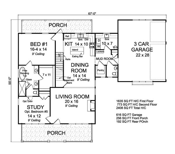 Architectural House Design - Farmhouse Floor Plan - Main Floor Plan #513-2186