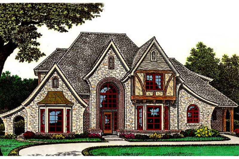 Architectural House Design - Tudor Exterior - Front Elevation Plan #310-653