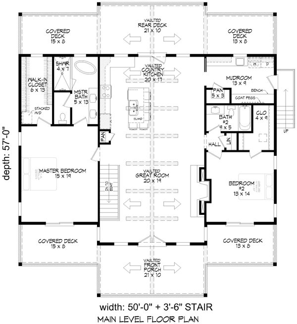 House Blueprint - Southern Floor Plan - Main Floor Plan #932-1074