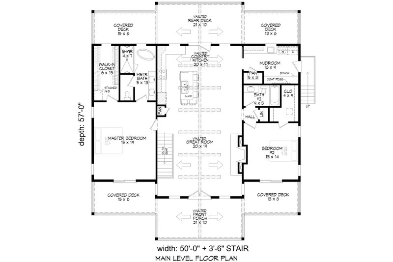 House Plan Design - Floor Plan - Main Floor for Southern House Plan #932-1074 - 2 bed, 2 bath