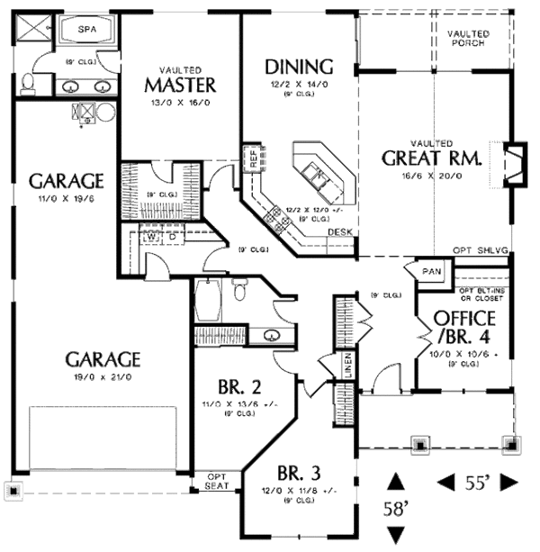 Architectural House Design - Craftsman Floor Plan - Main Floor Plan #48-241