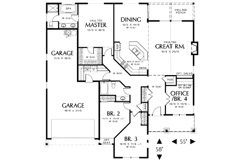 Home Plan - Floor Plan - Main Floor for Craftsman House Plan #48-241 - 3 bed, 2 bath