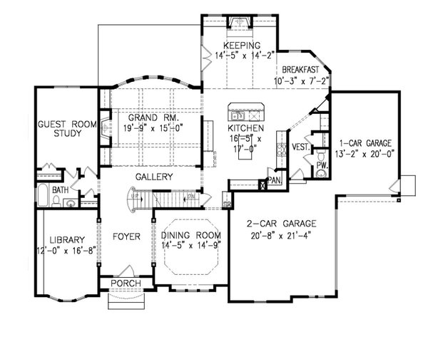 Craftsman Floor Plan - Main Floor Plan #54-531