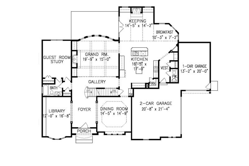 Architectural House Design - Floor Plan - Main Floor for Craftsman House Plan #54-531 - 5 bed, 5.5 bath