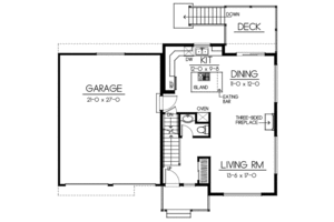 Floor Plan - Main Floor for Traditional House Plan #100-416 - 3 bed, 2.5 bath