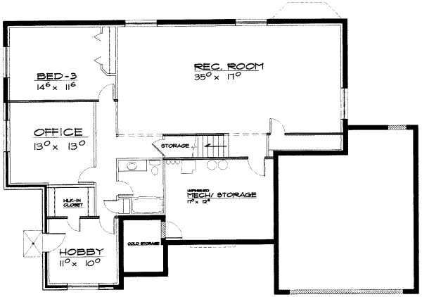 Traditional Floor Plan - Lower Floor Plan #308-149