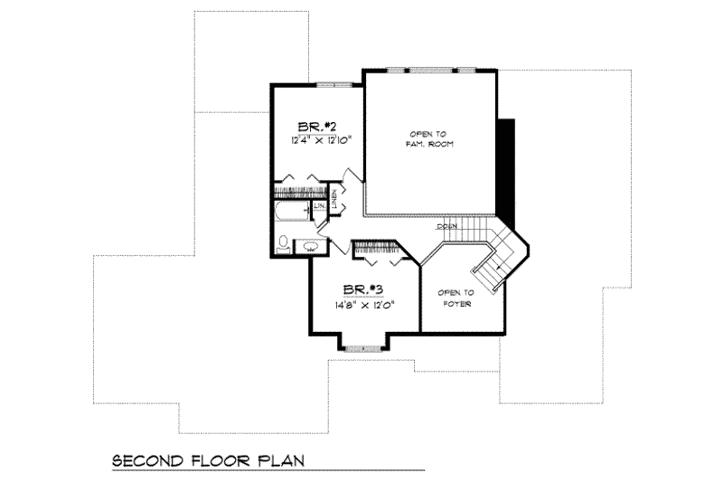 House Blueprint - Floor Plan - Upper Floor for Traditional House Plan #70-419 - 3 bed, 2.5 bath