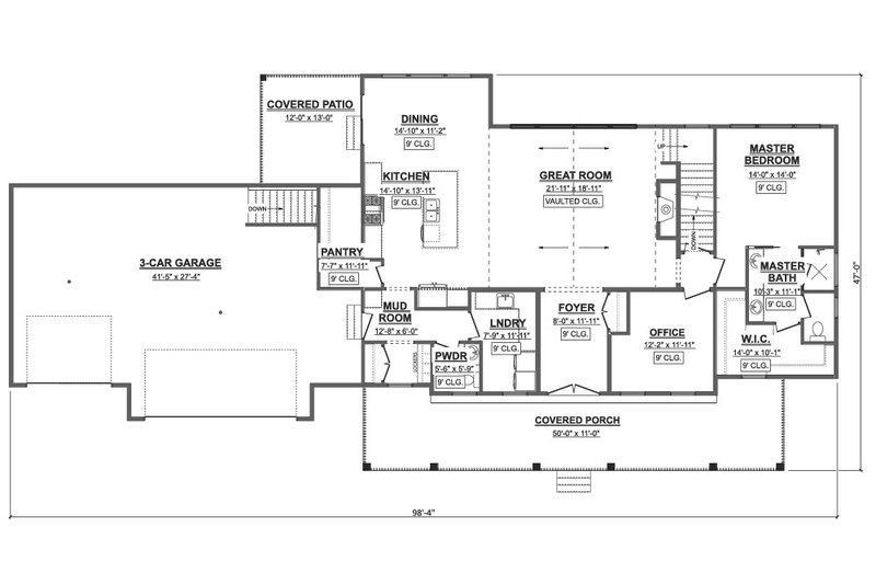 House Blueprint - Floor Plan - Main Floor for Farmhouse House Plan #1089-31 - 3 bed, 2.5 bath