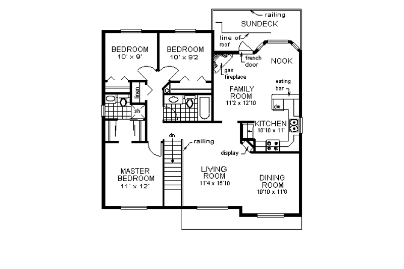 House Plan Design - Floor Plan - Main Floor for Traditional House Plan #18-270 - 3 bed, 2 bath