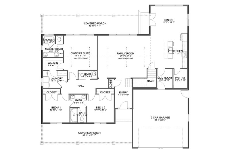 House Blueprint - Floor Plan - Main Floor for Farmhouse House Plan #1060-478 - 3 bed, 2.5 bath