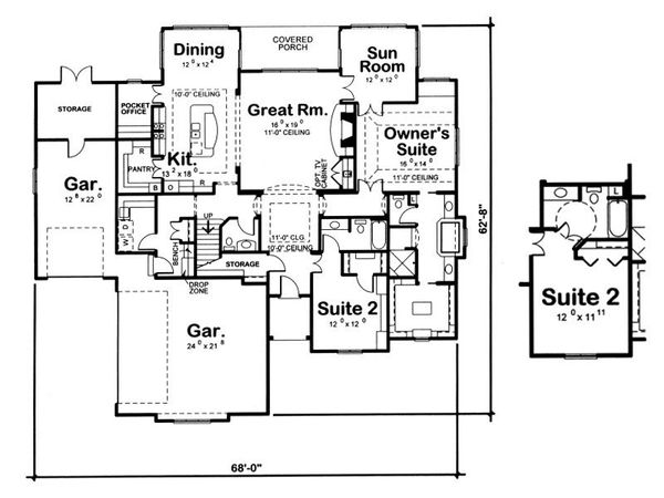 House Design - European Floor Plan - Main Floor Plan #20-2070