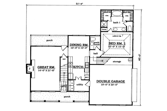 Floor Plan - Main Floor for Country House Plan #42-119 - 3 bed, 2.5 bath