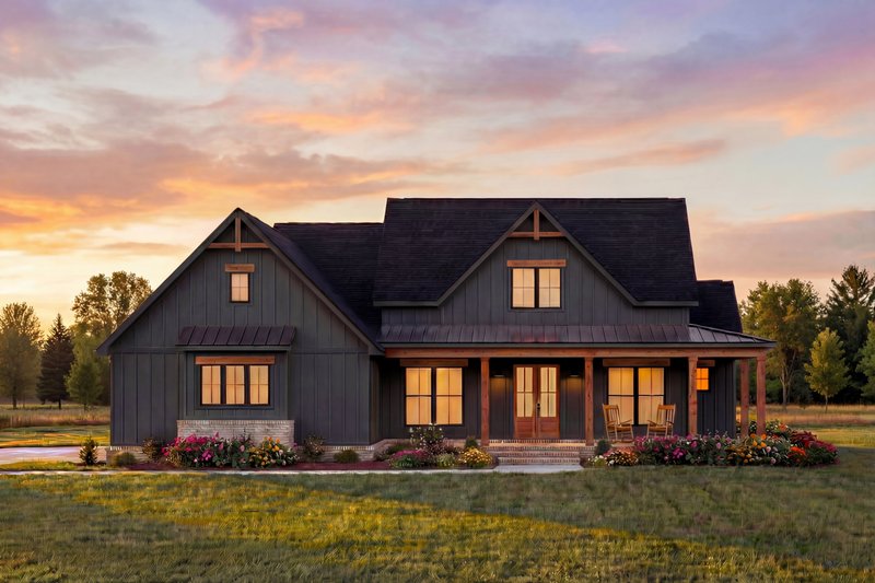Dream House Plan - Exterior - Front Elevation 3 for Farmhouse House Plan #1074-137 - 4 bed, 3.5 bath