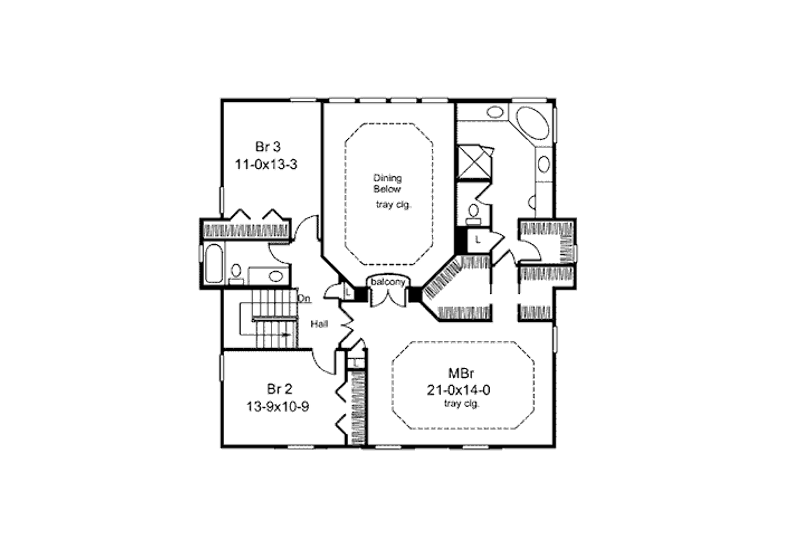 Architectural House Design - Floor Plan - Upper Floor for Farmhouse House Plan #57-346 - 4 bed, 2.5 bath