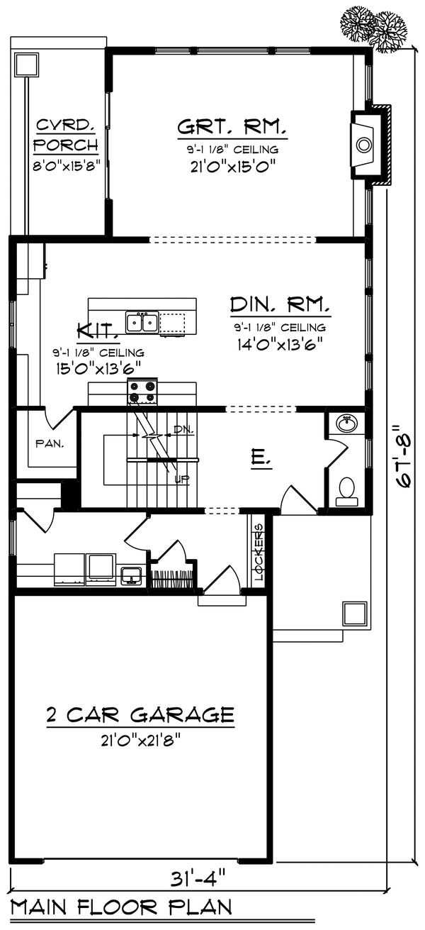 Craftsman Floor Plan - Main Floor Plan #70-1221