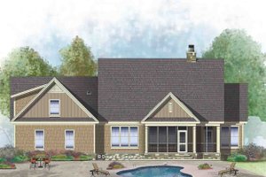 Exterior - Rear Elevation for European House Plan #929-1041 - 4 bed, 3 bath