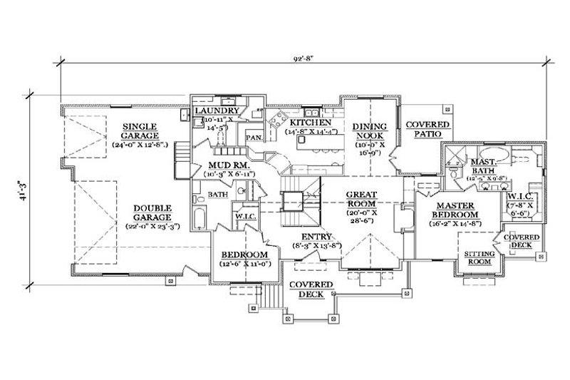 Home Plan - Floor Plan - Main Floor for Craftsman House Plan #5-371 - 5 bed, 3 bath