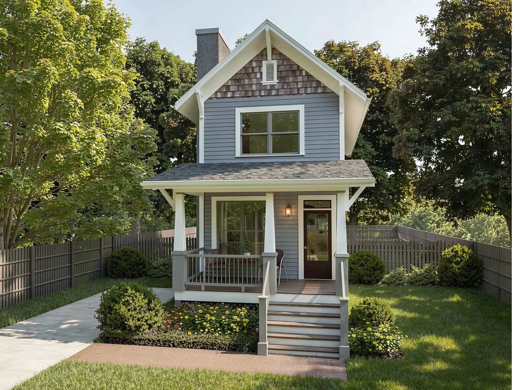 Exterior - Front Elevation 2 for Craftsman House Plan #79-278 - 2 bed, 2.5 bath