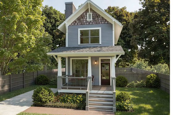 Exterior - Front Elevation for Craftsman House Plan #79-278 - 2 bed, 2.5 bath