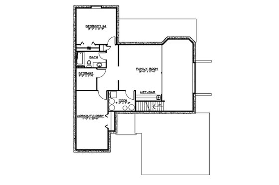 Floor Plan - Lower Floor for Craftsman House Plan #1064-61 - 3 bed, 2 bath