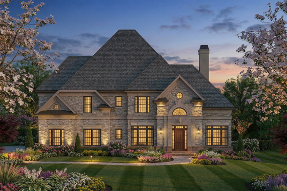 Exterior - Front Elevation 3 for European House Plan #119-330 - 4 bed, 3 bath