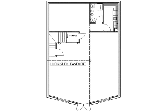 Floor Plan - Lower Floor for Log House Plan #117-103 - 2 bed, 2 bath