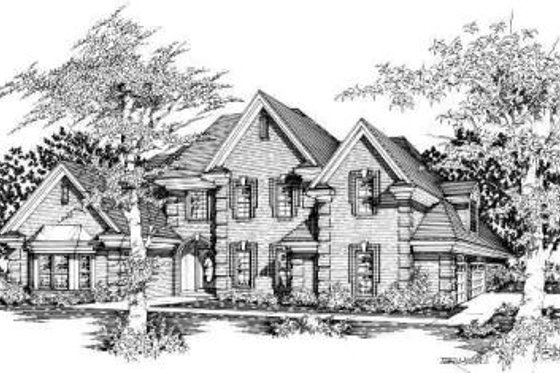 Exterior - Front Elevation for European House Plan #329-298 - 4 bed, 3.5 bath