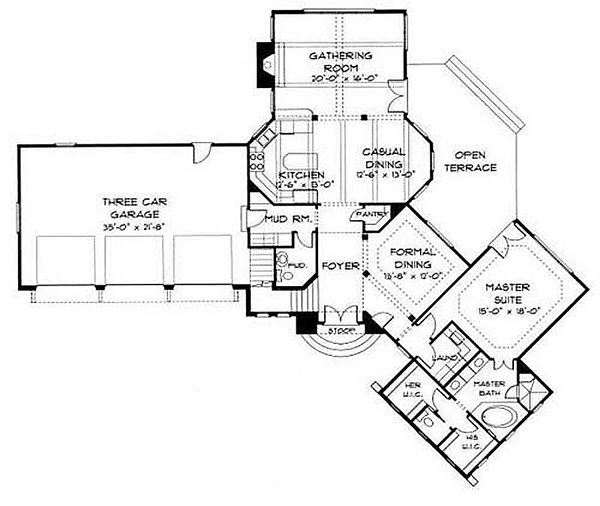House Blueprint - European Floor Plan - Main Floor Plan #413-100