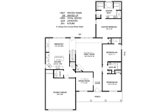Floor Plan - Main Floor for Traditional House Plan #424-284 - 3 bed, 2 bath