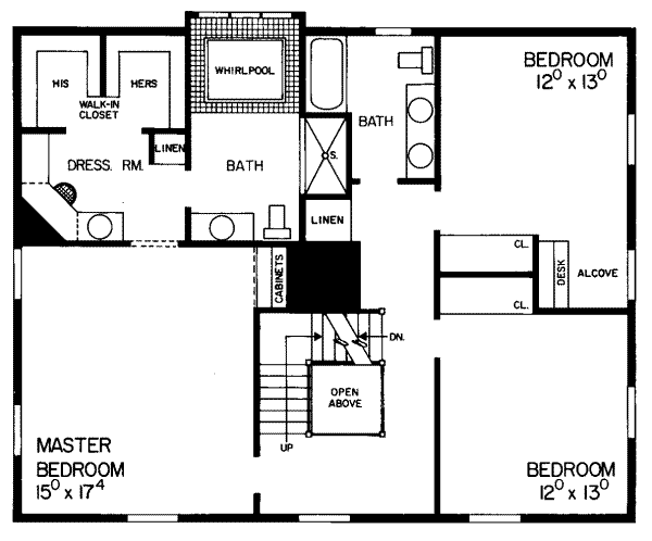 Colonial Floor Plan - Upper Floor Plan #72-369