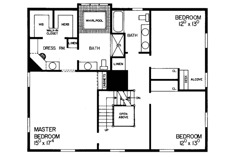 Home Plan - Floor Plan - Upper Floor for Colonial House Plan #72-369 - 4 bed, 3.5 bath